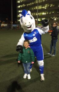 Daughter with ITFC mascot Bluey