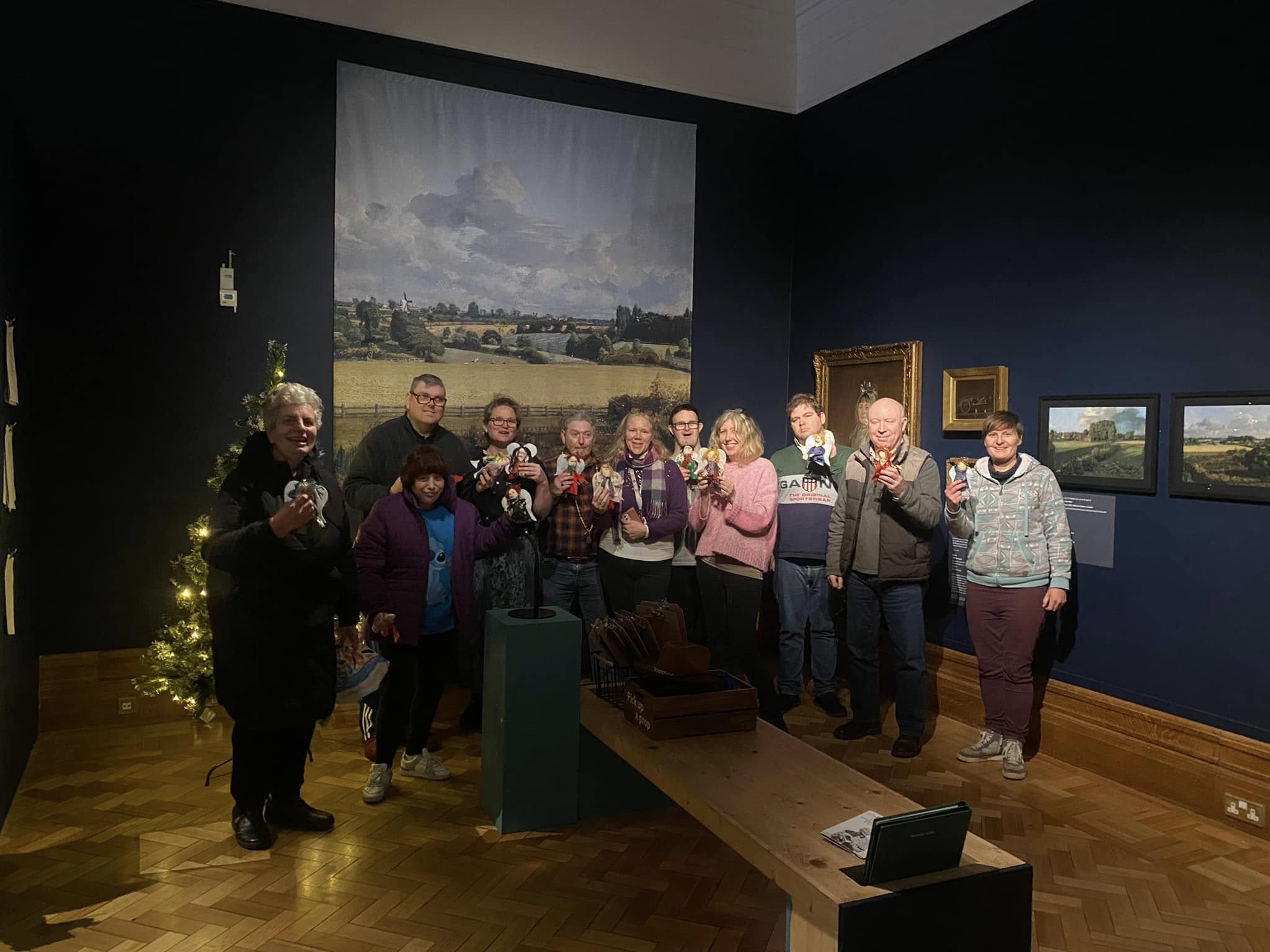 Brave artists with their Christmas fairies in Christchurch Mansion gallery.