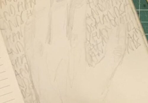 Sketch of artist's hand